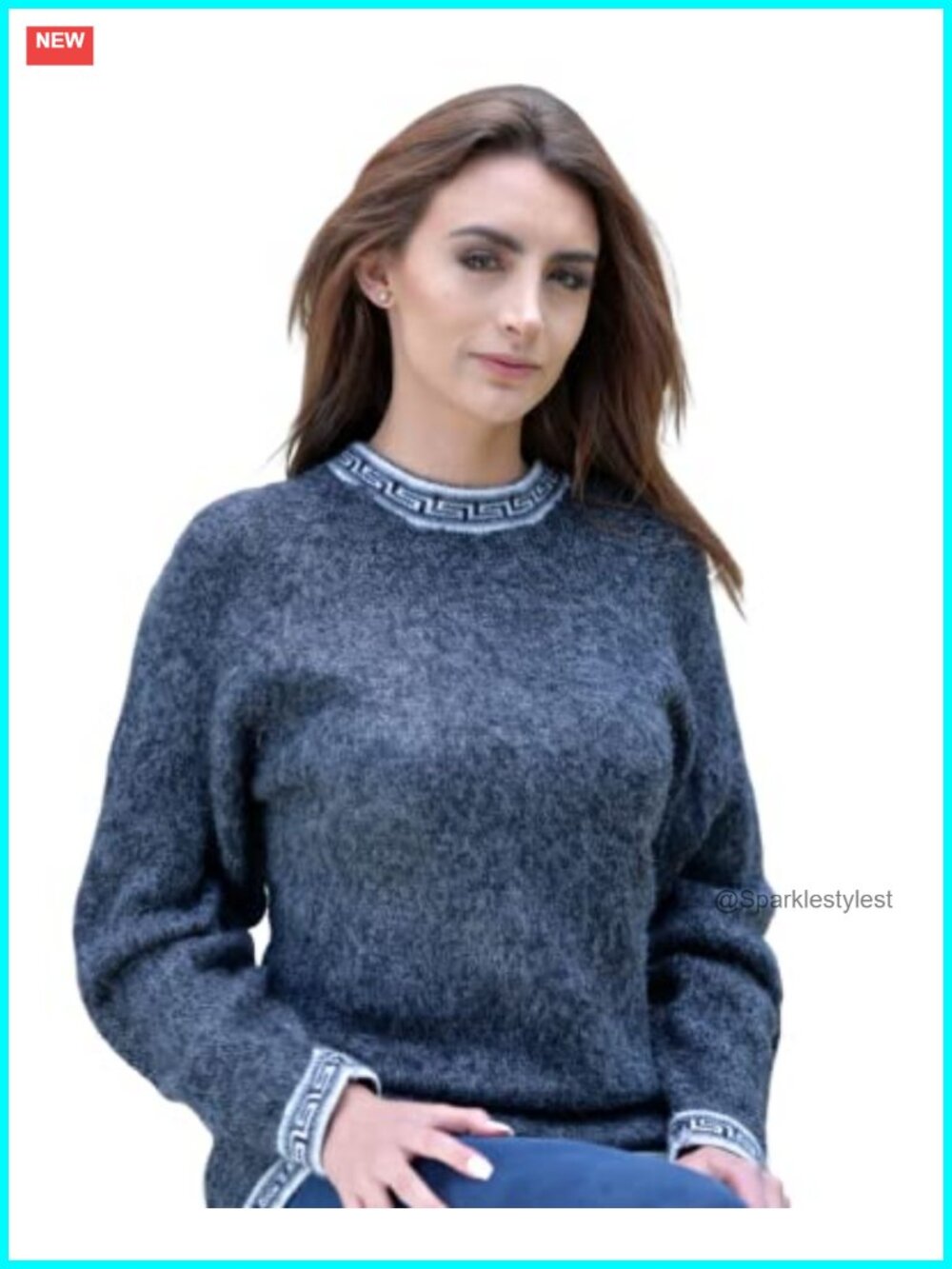 Alpaca Wool Fair Isle Sweater Pullover Women's Fall Winter Knit Top